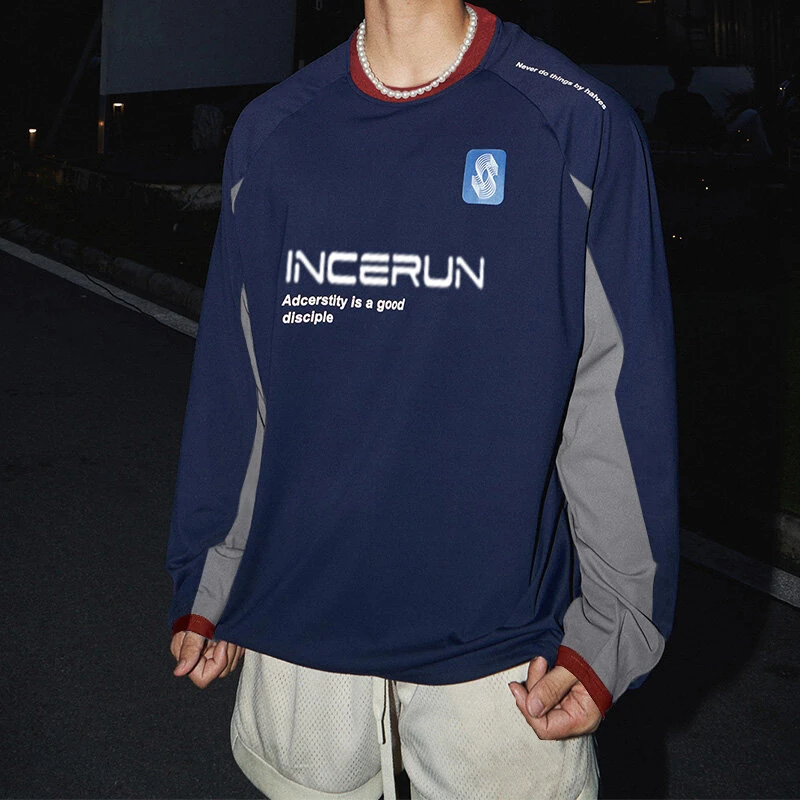 INCERUN Mens Slogan Print Long Sleeve T-Shirt Casual Loose Fit Tee Crew Neck Top Spring Fall S-5XL (image for) INCERUN Mens Slogan Print Long Sleeve T-Shirt Casual Loose Fit Tee Crew Neck Top Spring Fall S-5XL